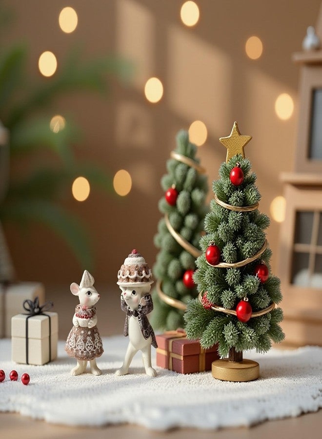 Braxio Indoor Christmas Gingerbread Mouse Figurine Set of 2 for Christmas, Festive Tabletop Decor, Cookie Ornament, Collectible Holiday Decorations for Christmas Tree, Mantel, Shelf - Image 3